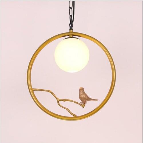 L Chinese bird chandelier creative romantic theme restaurant chandelier room bedroom decoration lamps led copper lamp led