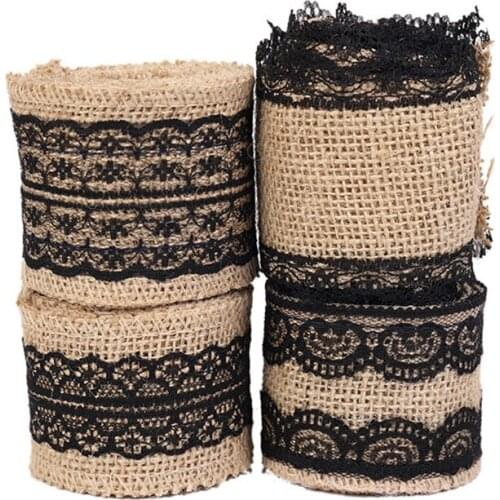 2 Meters Black Lace Handmade Crafts Linen Roll Gift Jewelry Clothing Accessories Burlap Webbing