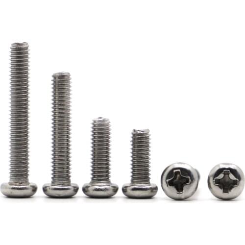 M1 M1.2 M1.4 M1.6 M2 M2.5 M3 M4 M5 M6 M8 GB818 DIN7985 Stainless Steel Cross Recessed Pan Head Screw Phillips TV Computer Bolts