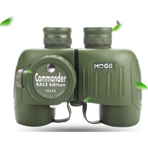 MOGE 10X50 Big Compass Nautical Waterproof HD Telescope Low Light Level Night Vision Outdoor Binoculars