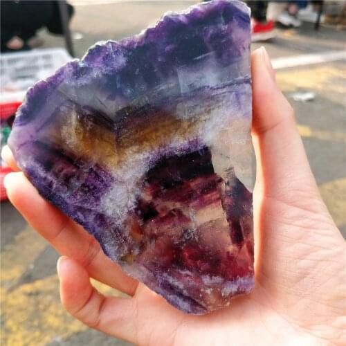 Natural Raw Rainbow Fluorite Crystal Slice Slabs Mineral Specimens Original Stone Radiation Protection