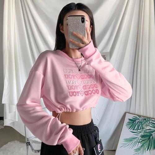 Lovely Hiphop Costume Sweater Women Crop Tops Jazz Street Dance Performance Clothes Dancing Casual Loose Practice Wear YS1552