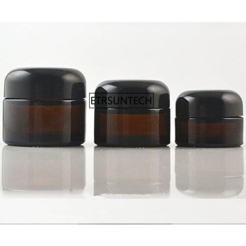 Travel 20g 30g 50g Amber glass Cream Cosmetic Containers Jar, Brown Make up Cream Bottles F2100