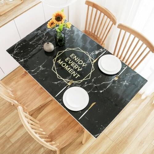 Marble pvc soft glass printed table tablecloth Coffee table mat Waterproof oilproof customize leather rectangle table protector