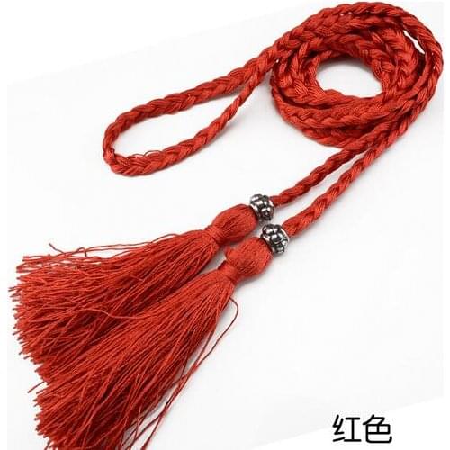 10pcs/lot women girls string waistband women belt knitted candy colors belts lady fashion tassel belt