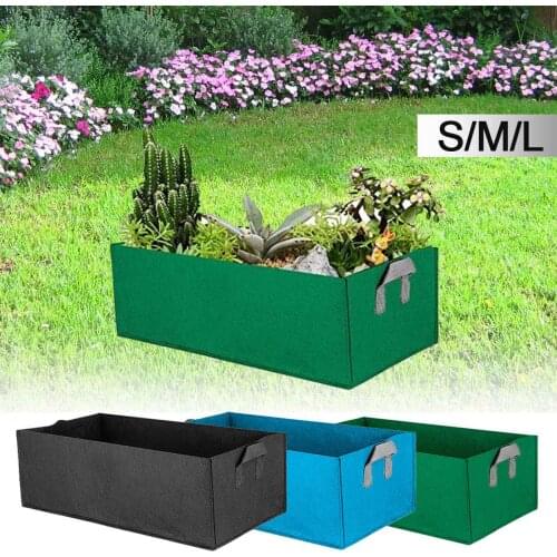 Grow Bag Garden Bed Anti-Corrosion Outdoor Vegetable Planter Non-woven Fabric Seedling Gallon Tree Handle Rectangle Strawberry