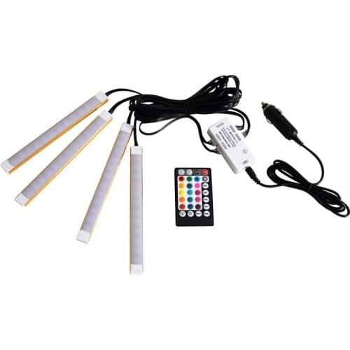 LED Strip Bar Light 12V Multicolor Music Car Interior foot Light LED Under Dash Lighting Sound Actived Remote Control Car Charge