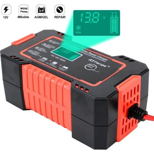 Wet Dry Lead Acid Battery Charger Pulse Repair Agm Gel Wet 12V 6A Full Automatic Fast Power Charging Car Battery Charger