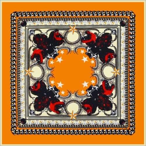 High quality silk geometric print scarf square soft shawl for women