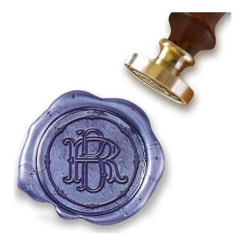 Custom Wax Seal with Intertwined Initials Monogram -1" round die-Baelon Victorian Stripe