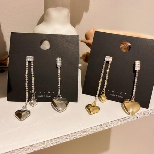 2021 Korean Fashion New Tassel Asymmetric Love Earrings Temperament Versatile Long Pendant Earrings Womens Jewelry