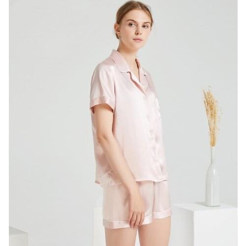 Women Silk Pajama Sets Womens Ladies Satin Pyjama Set Silky Summer Lounge Wear Pajamas Short Sleeve Pjs solid