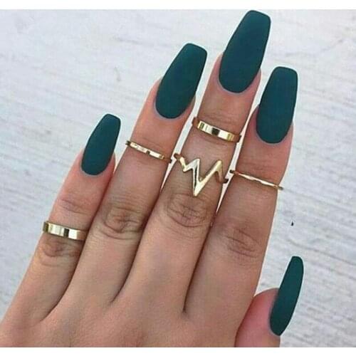 Punk Vintage 5 Pcs/set Personality Lightning Shape Joint Rings Set Finger Accessories for Women Jewelry Gifts