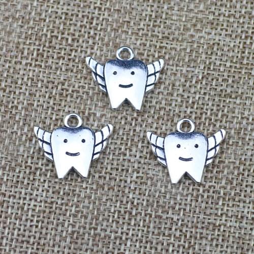 10 Pieces 20*18mm Mixed Alloy Antique Silver Color Tooth Smile Charms Vintage Pendant Accessory For DIY Jewelry Making