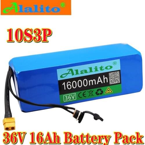 100% New Original 36V battery 10s3p 16000mAh battery pack 500W high power battery E-bike electric bicycle BMS with xt60 plug