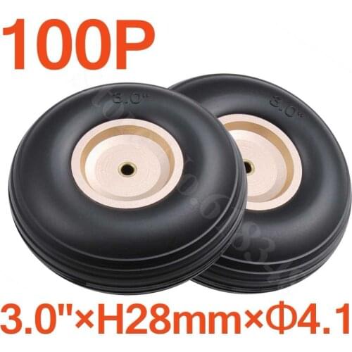 100pcs /lot 3.0"/ 76mm Quality RC Airplane Tail Rubber Wheels Alloy Hub Thickness:28mm Axle hole: 4.1mm Replacement Parts
