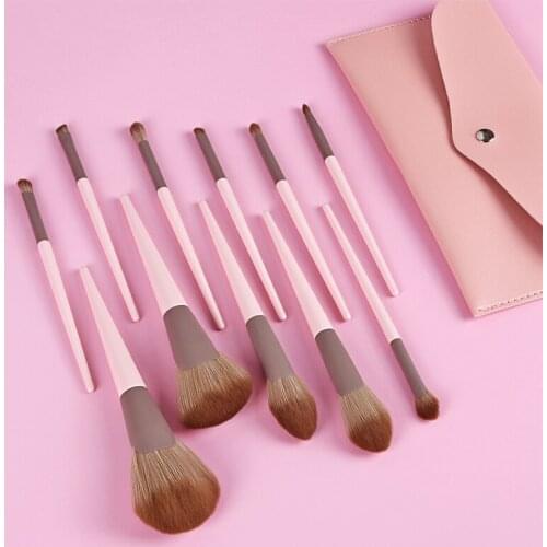 11Pcs New Korean Style Makeup Brushes Set with Bag Powder Blush Eyeshadow Eyebrow Make Up Brushes Blending Cosmetic Beauty Tools