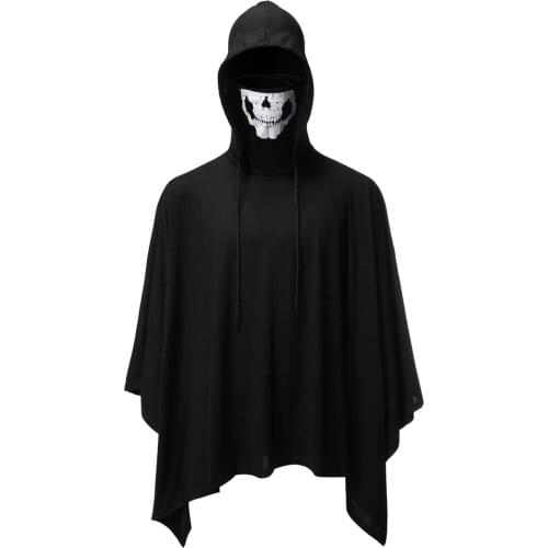 2021 Fashion women Men Cloak Hoodies Solid Color Loose Hooded Cape Streetwear Casual Chic Men Sweatshirts Skull Poncho 5XL