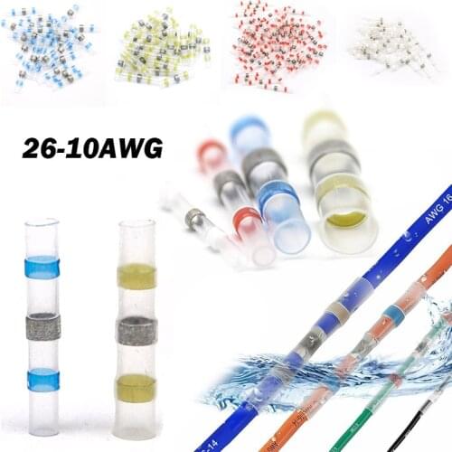 5/10/20/30/50PCSInsulated Wire connectors Solder Seal Sleeves Heat Shrink Butt Wire Connectors Electrical Cable Splice Solder