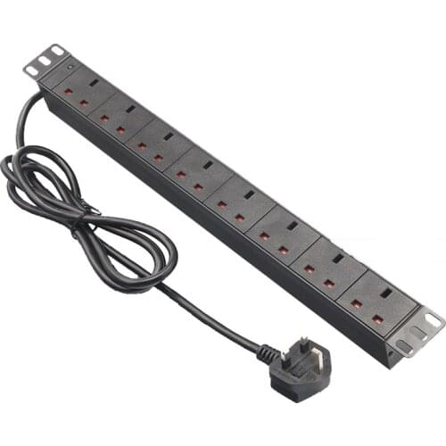 8 AC Outlets UK Plug PDU Sockt 13A Power Charge Socket With 1.8/2.8M Extension Cable Wall Socket Mains Lead Plug Strip Adapter