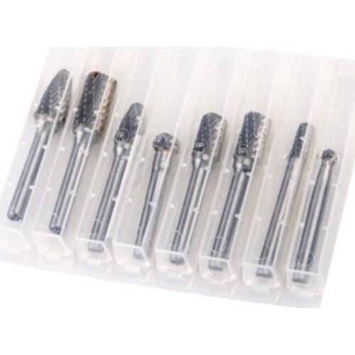 8 Pcs/set 6mm-12mm Tungsten Carbide Burr Bit CNC Engraving 1/4" Rotary Cutter Files Hot Sale