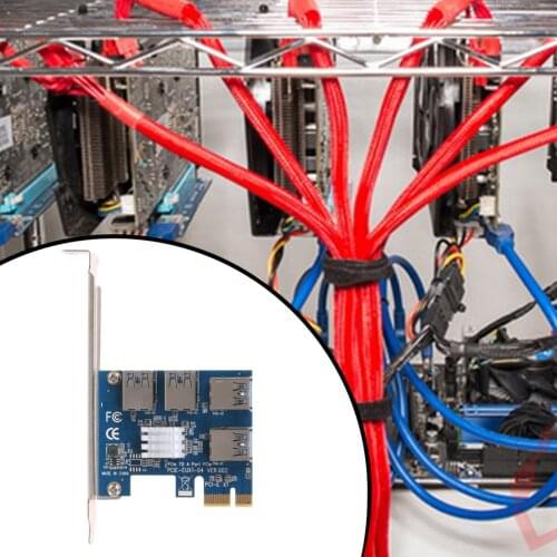 EUX1-04 PCIE 1 to 4 Riser Card External 4 PCI-E Slot Adapter USB 3.0 PCIe Converter for BTC Miner Mining