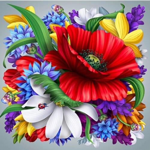 5D Diy Diamond Embroidered Flowers Home Decoration Round / Square Diamond Painting Floral Mosaic Picture Sticker 2019 new
