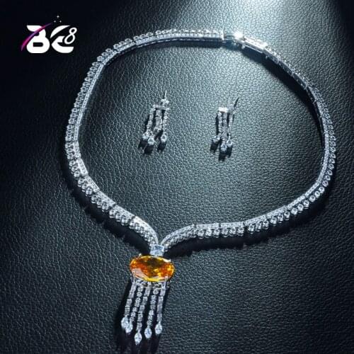 Be 8 Fashion New Top Quality AAA CZ Wedding Jewelry Sets, Geometric Design Bridal Earrings Necklace Jewelry Set for Women S350