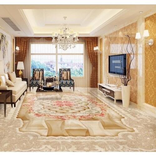Free shipping European pattern rose 3D floor waterproof home decoration living room bathroom floor mural self adhesive wallpaper