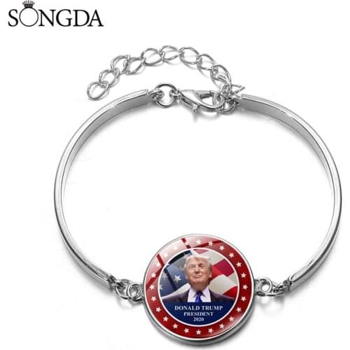 2020 Trump America President Election Bracelets For Women Men Roosevelt Washington Glass Dome Bracelets Jewelry Wholesale