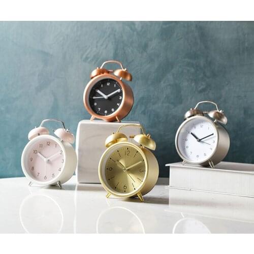 Luxury Metal Minimalist Silent Alarm Clock Round Creative Snooze Alarm Clock Portable Student Fashion Mini Alarm Clocks MM60NZ