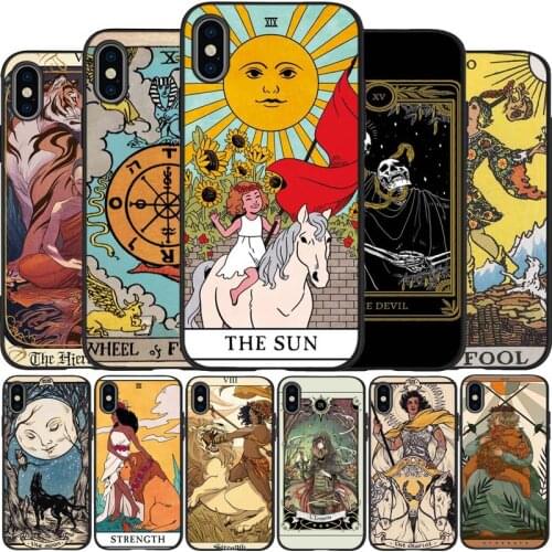 Tarot card black Silicone Phone Case For iPhone 12 XR XS Max 5 5S SE 2020 6 6S 7 8 PLUS X 11Pro Max 11 Cover