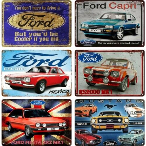 Ford Car Accessories Cobra Retro Metal Sign Tin Sign Plaque Metal Wall Decor Vintage Decor Poster Plates Man Cave Shabby Chic