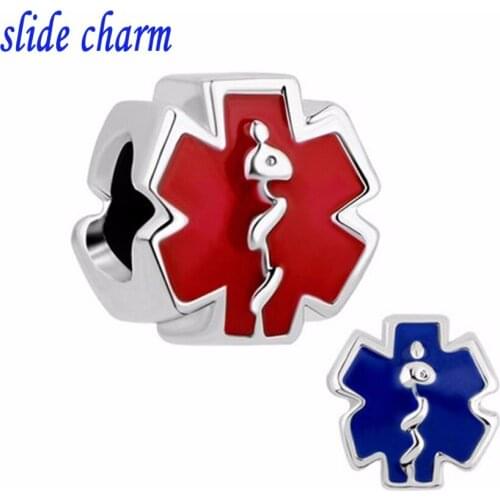 Slide charm wholesale Free shipping Mom Silver Plated Registered Nurse Rn Cross Beads Charms Bracelets Fit All Brands