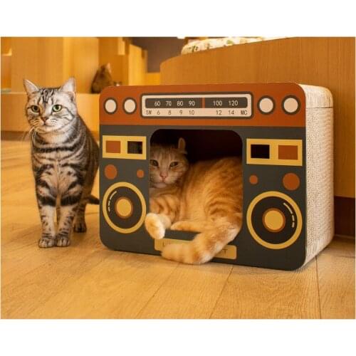 Radio Cat Scratcher Cat Litter Carton Vertical Cat Scratcher Corrugated Cat Scratch Post Cat House Radio Toy Cat Supplies