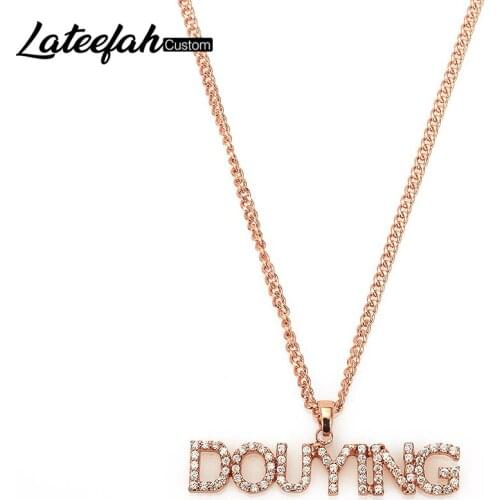 Lateefah Custom Colar Pingente de Cristal para As Mulheres de Pedra Zircônia Cadeia Colares Mulheres Colar Name personality