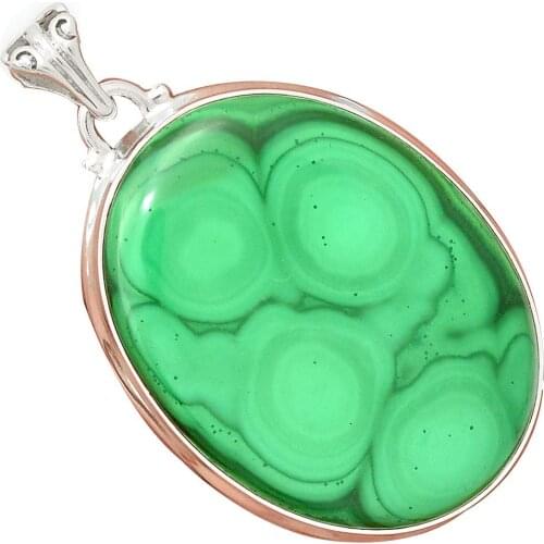 Nature Malachite Pendant 925 Sterling Silver Jewelry, 54 mm, MHBAP5202