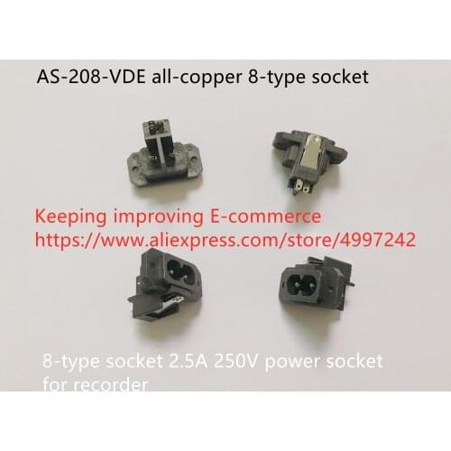 Original new 100% AS-208-VDE all-copper 8-type socket 2.5A 250V power socket for recorder (SWITCH)