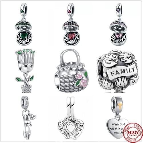 Genuine 925 Sterling Silver Beads Charm Bag Cat Treasure Box Fit Original Pandora Bracelet Charm Jewelry Gift