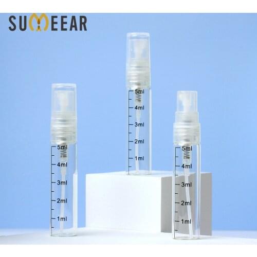 100 Pieces/Lot 5ml Empty Perfume Bottle Plastic Spray Atomizer Portable Travel Cosmetic Container Scale Bottles