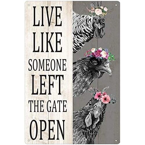 Retro Metal Tin Like Someone Left The Gate Open Lovely Animals, Metal Tin Sign Wall Decoration/Bar,Restaurant
