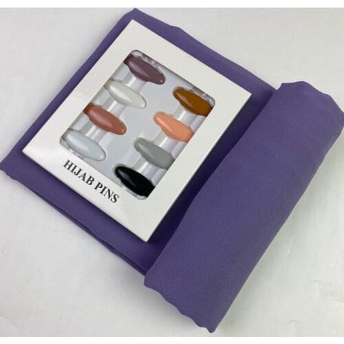 Luxury Chiffon Hijab Scarf Women Fashion Hijab Pins Plain Wrap Solid Color Shawls Headband Muslim Femme Foulard