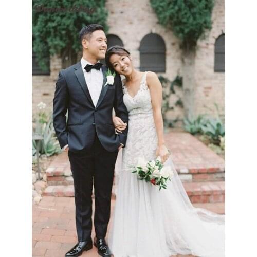 Sexy Backless Mermaid Wedding Dresses Scalloped Neck Refinement Lace Applique Luxury Chapel Train Bridal Dress Sleeveless
