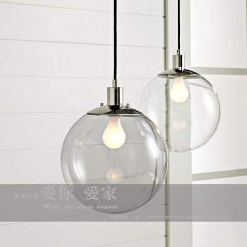Modern brief fashion glass ball lamp personalized restaurant bar pendant light e27 bulb lamp holder