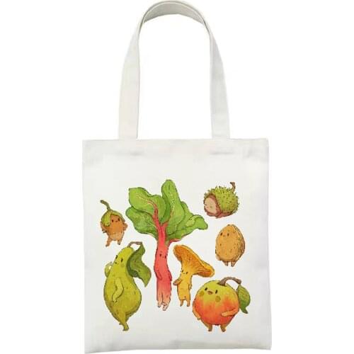2021 Gift For Friend Student Teacher Books Handbag College Vegetable And Fruit Cartoon Design Women Female Ladies Shoulder Bag