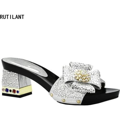 Latest African Women Wedding Shoes High Quality Elegant Italian Women Shoe with Stone High Heels Women Pumps Nigerian Lady Shoes