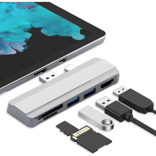 USB HUB 3.0 Docking Station for Microsoft Surface Pro 3/4/5 to USB3.0 Port HDMI-compatible SD/TF Reader Splitter Adapter