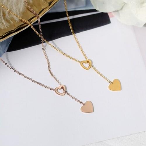 YUN RUO Adjustable Heart Pendant Necklace Rose Gold Fashion Titanium Steel Jewelry Woman Christmas Gift Never Fade Drop Shipping