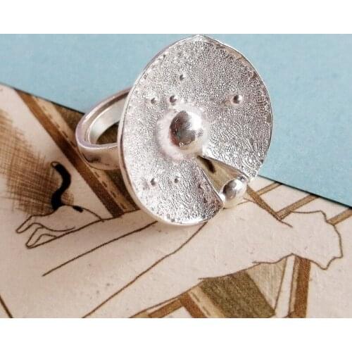 Round Lotus Leaf 999 Sterling Silver Rings For Women Big Leaf Ring Adjustable Handmade Luxury Jewelry Boho Miao Silver Ethnic