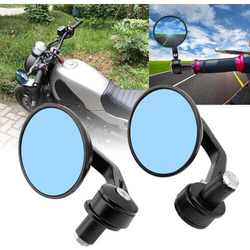 1 Pair Universal Motorcycle Motorbike Rear-view Mirror 7/8" 22mm Handle Bar End
